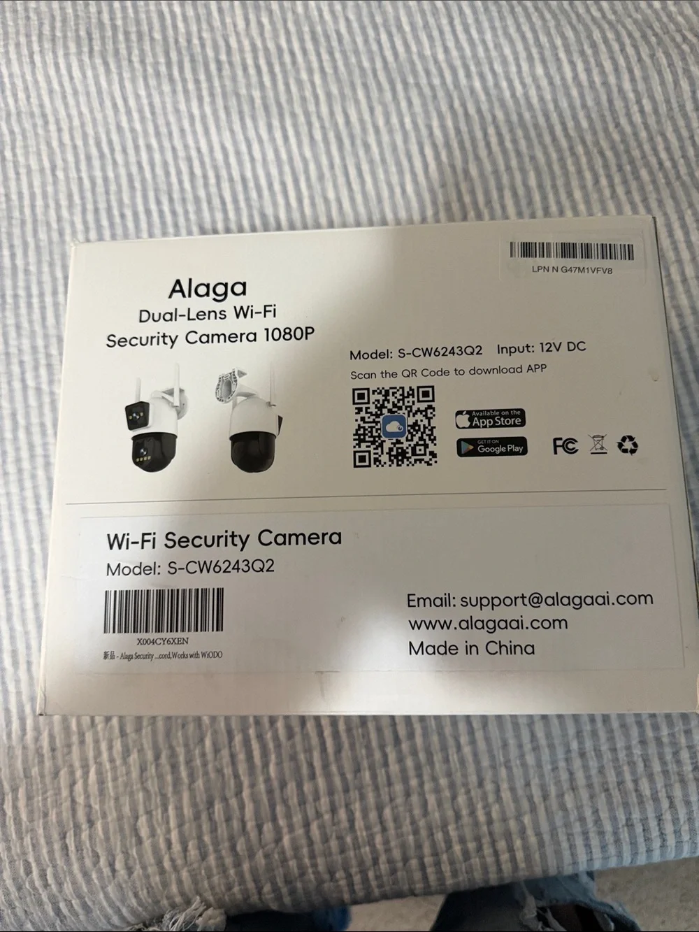 Amazon Alaga Dual-Lens Wi‑Fi Security Camera 1080P – White and Black